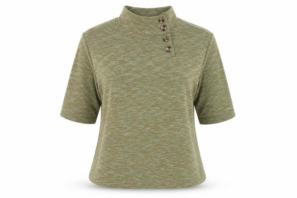 Rain Womens Green Polyester Pullover Sweatshirt Size M Button