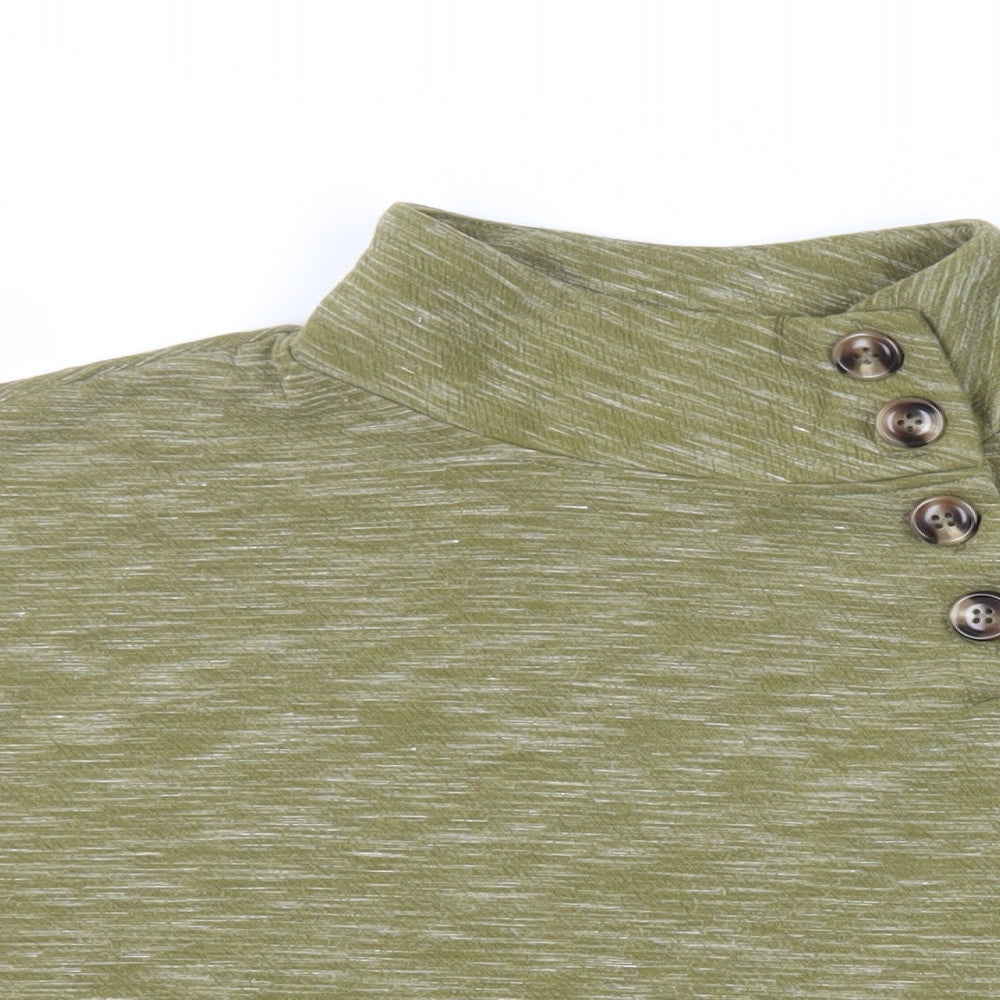 Rain Womens Green Polyester Pullover Sweatshirt Size M Button