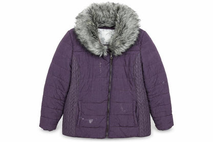 RJR.John Rocha Womens Purple Quilted Jacket Size 20 Zip - Faux Fur Collar