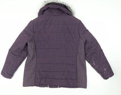 RJR.John Rocha Womens Purple Quilted Jacket Size 20 Zip - Faux Fur Collar