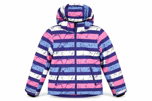 Crane Girls Multicoloured Striped Ski Jacket Jacket Size 7-8 Years Zip - Technical Outdoors Waterproof