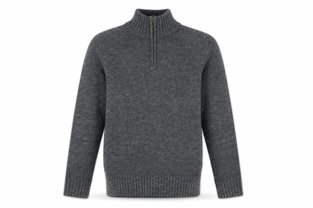 HOWICK Mens Grey High Neck Wool Pullover Jumper Size S Long Sleeve