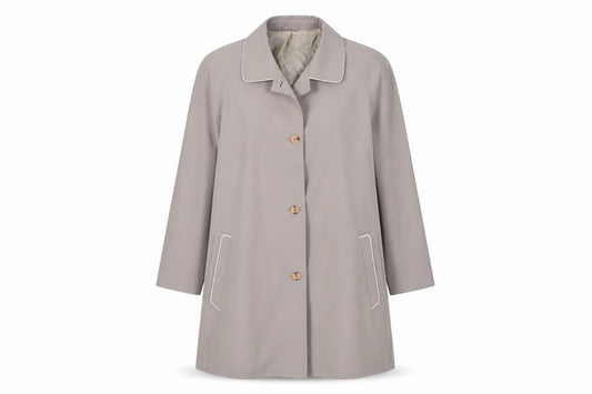 Ronald Skermer Womens Beige Overcoat Coat Size L Button - Vintage Lightweight