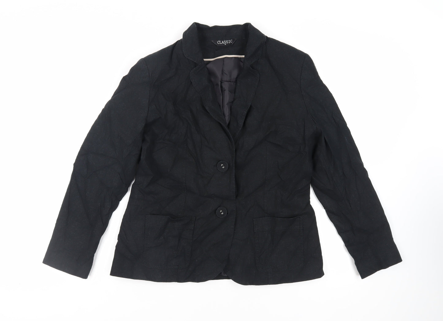 Classic Womens Black Jacket Blazer Size 14 Button