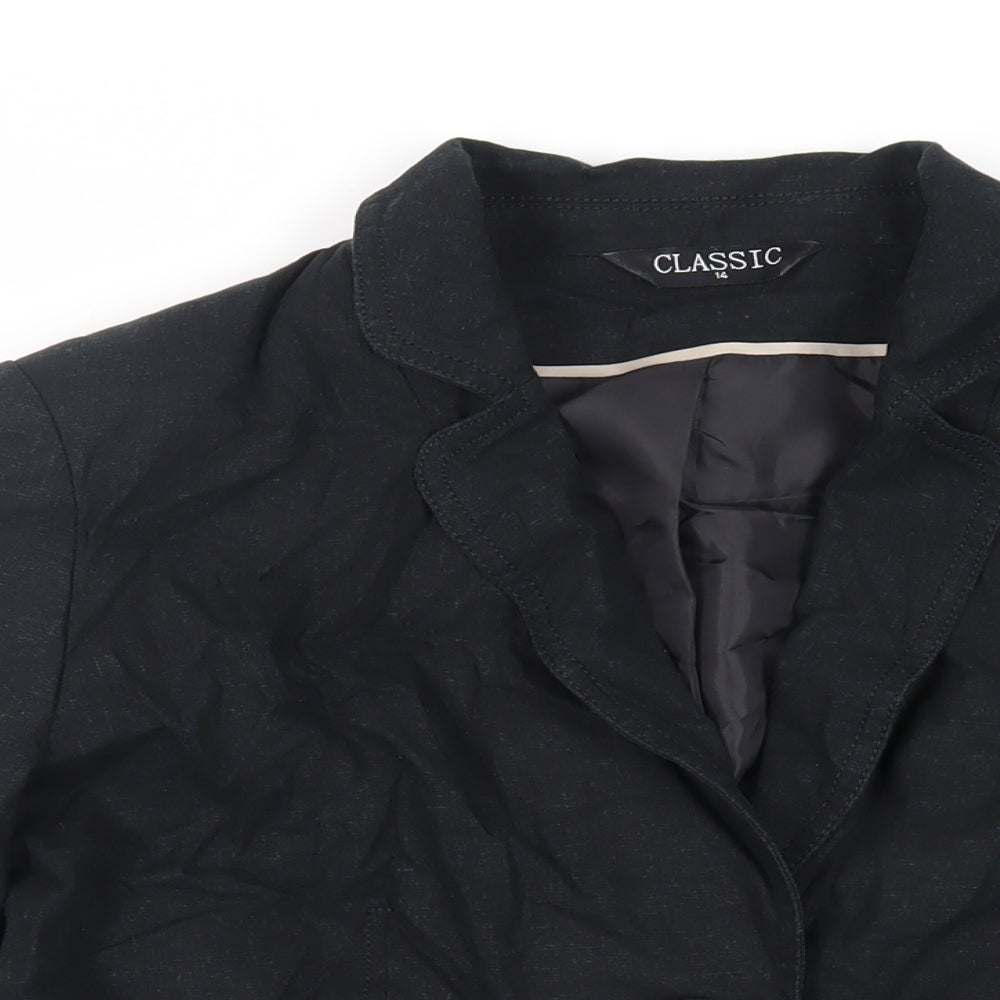 Classic Womens Black Jacket Blazer Size 14 Button