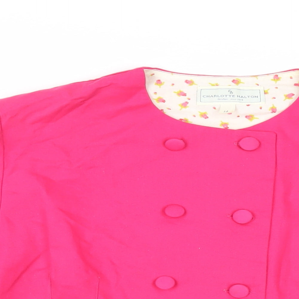 Charlotte Halton Womens Pink Jacket Blazer Size 14 Button