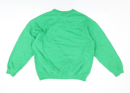Back view of Star Wars men’s green cotton pullover sweatshirt, size L, - darth vader, christmas jumper