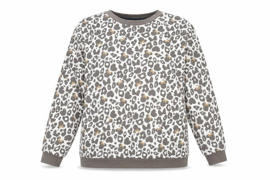 Minnie Mouse Womens White Geometric Cotton Pullover Sweatshirt Size XL Pullover - Minnie Mouse Animal Print