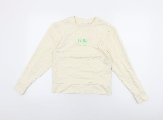 Mango Womens Ivory Cotton Pullover Sweatshirt Size XS Pullover - Voila