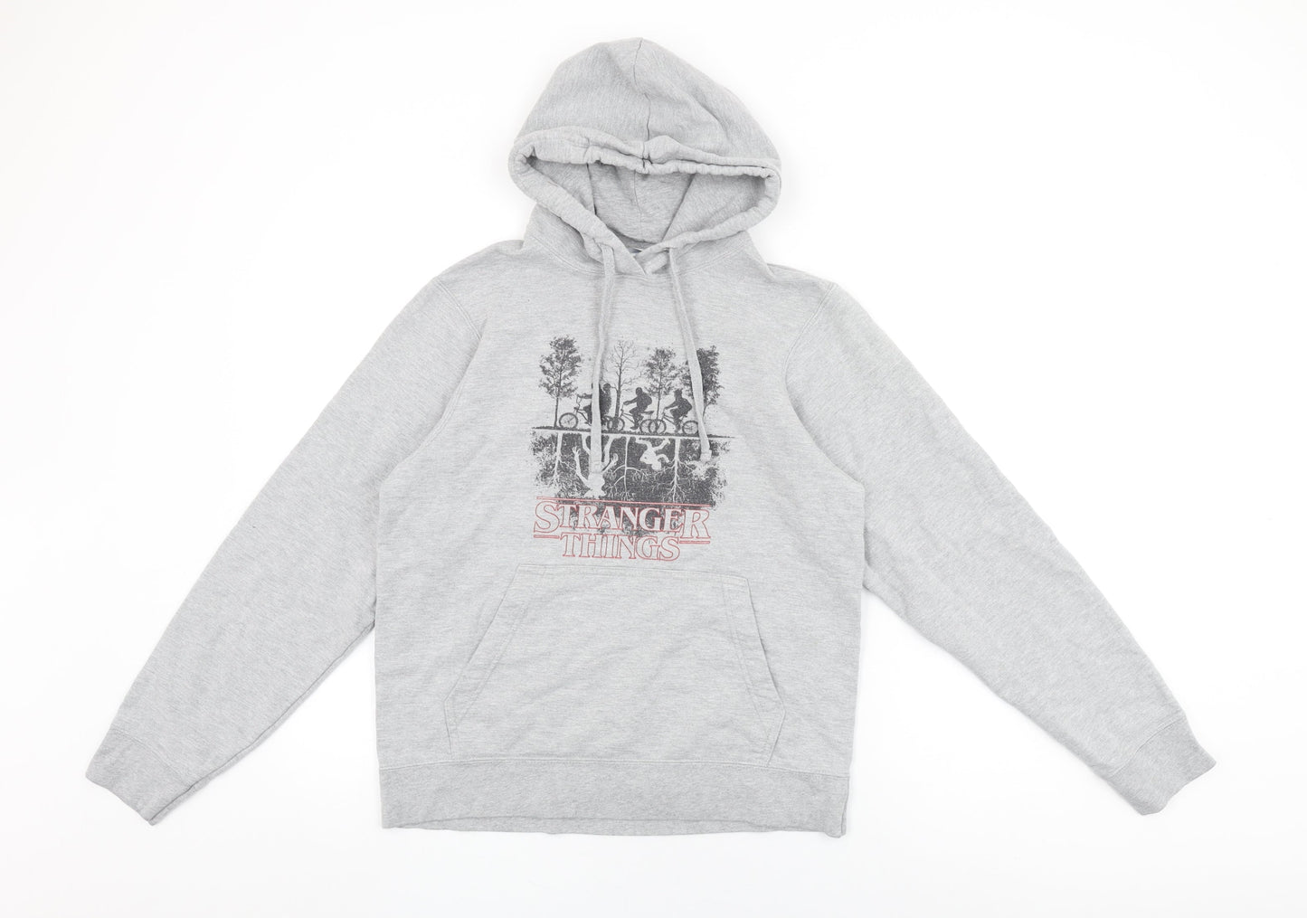 Stranger Things Womens Grey Polyester Pullover Hoodie Size S Pullover