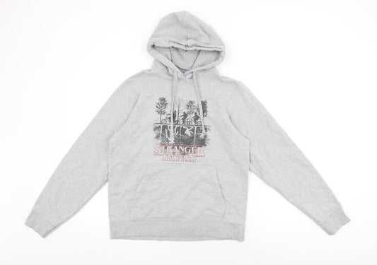 Stranger Things Womens Grey Polyester Pullover Hoodie Size S Pullover