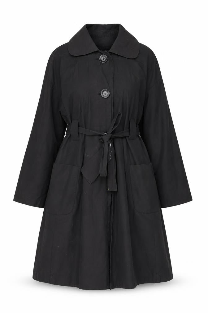Betty Jackson Womens Black Trench Coat Coat Size 12 Button