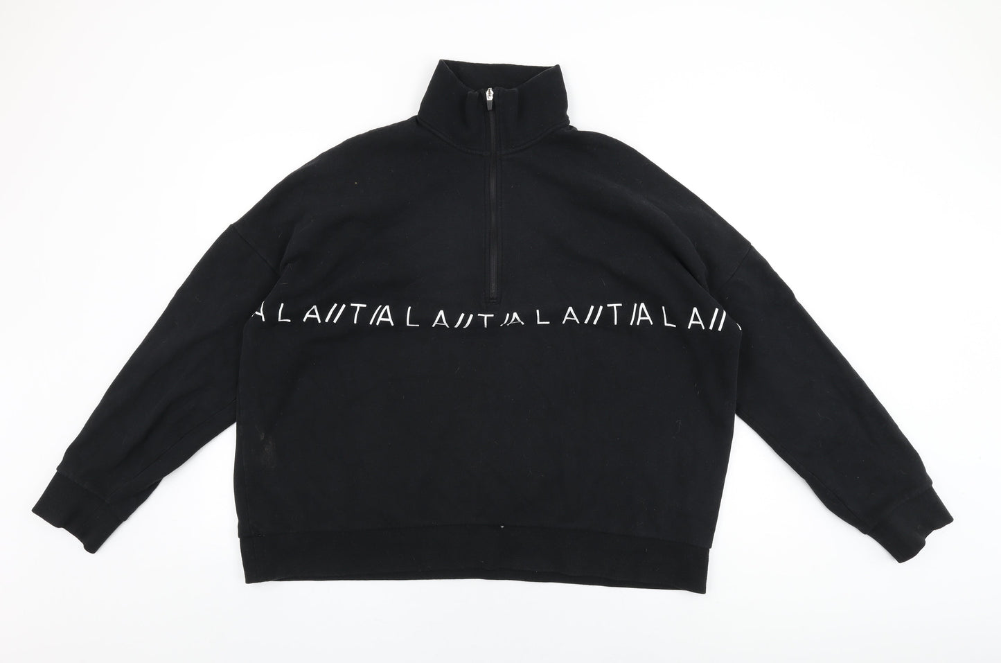 T/ALA Womens Black Cotton Pullover Sweatshirt Size M Zip