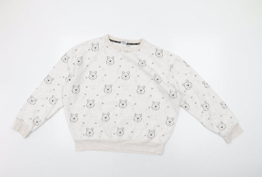 Disney Womens White Geometric Cotton Pullover Sweatshirt Size 10 Pullover - Winnie The Pooh Print