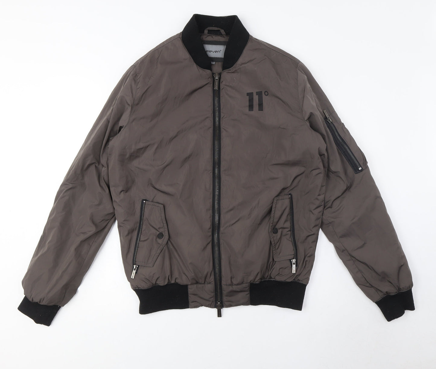 11 Degrees Grey Bomber Jacket, Casual, Size S, Urban Style