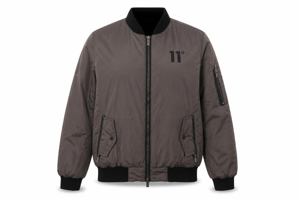 11 Degrees Grey Bomber Jacket, Casual, Size S, Urban Style