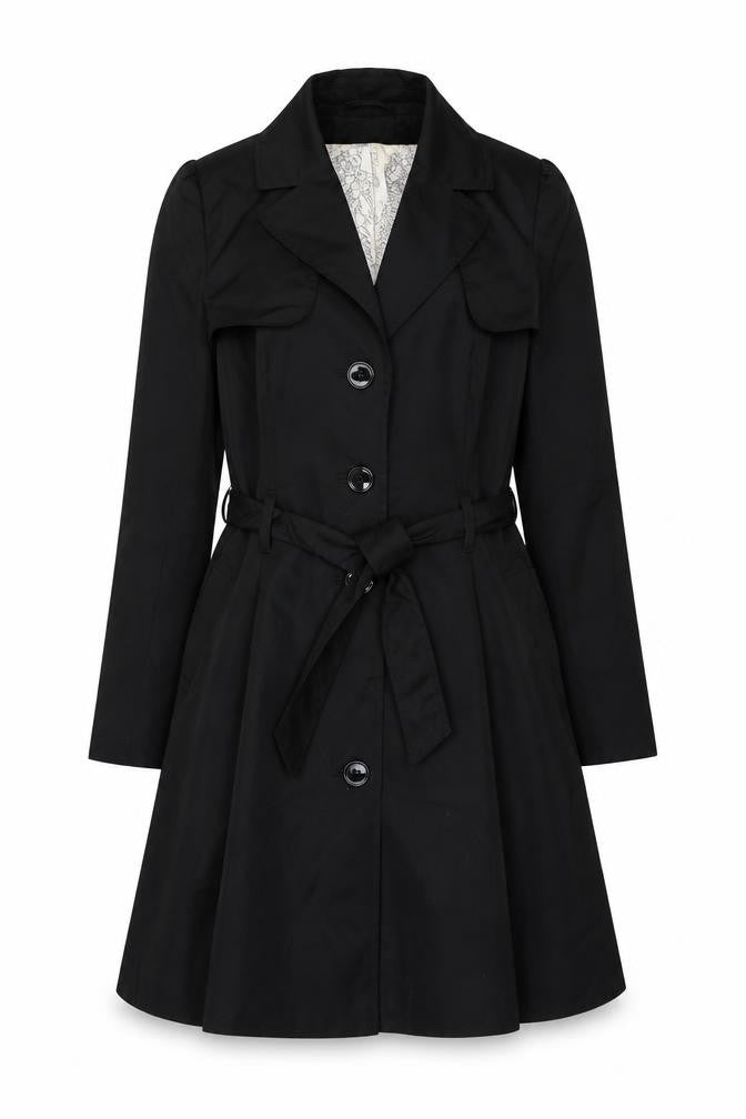 H&M Womens Black Overcoat Coat Size 10 Button