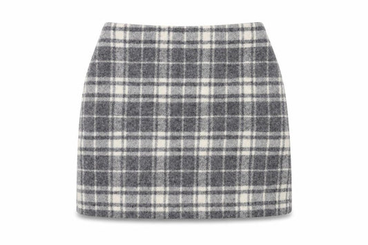 Uniqlo Womens Grey Plaid Wool Mini Skirt Size 26 in Zip