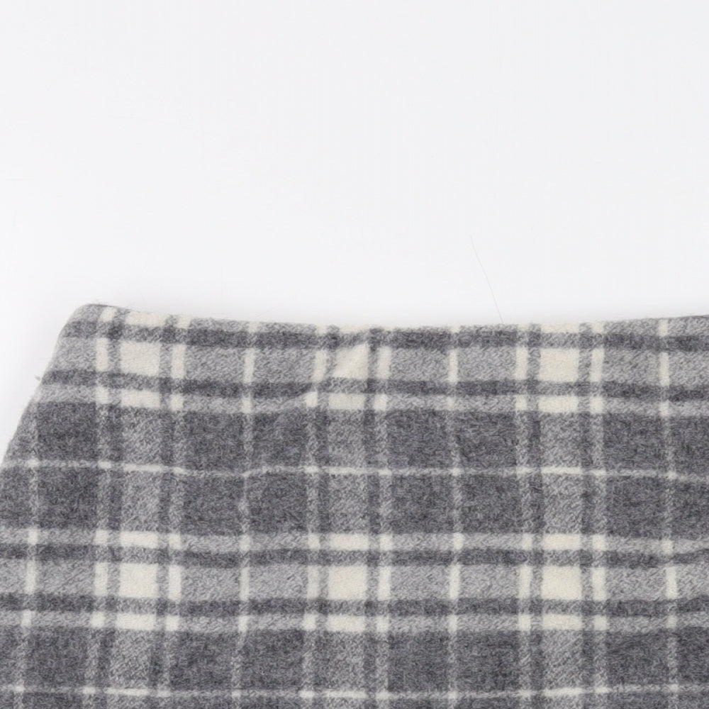 Uniqlo Womens Grey Plaid Wool Mini Skirt Size 26 in Zip