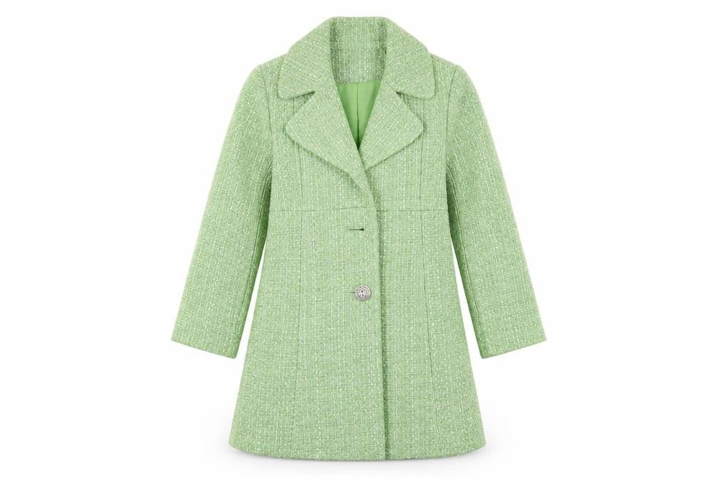 Pumpkin Patch Girls Green Overcoat Coat Size 6 Years Button