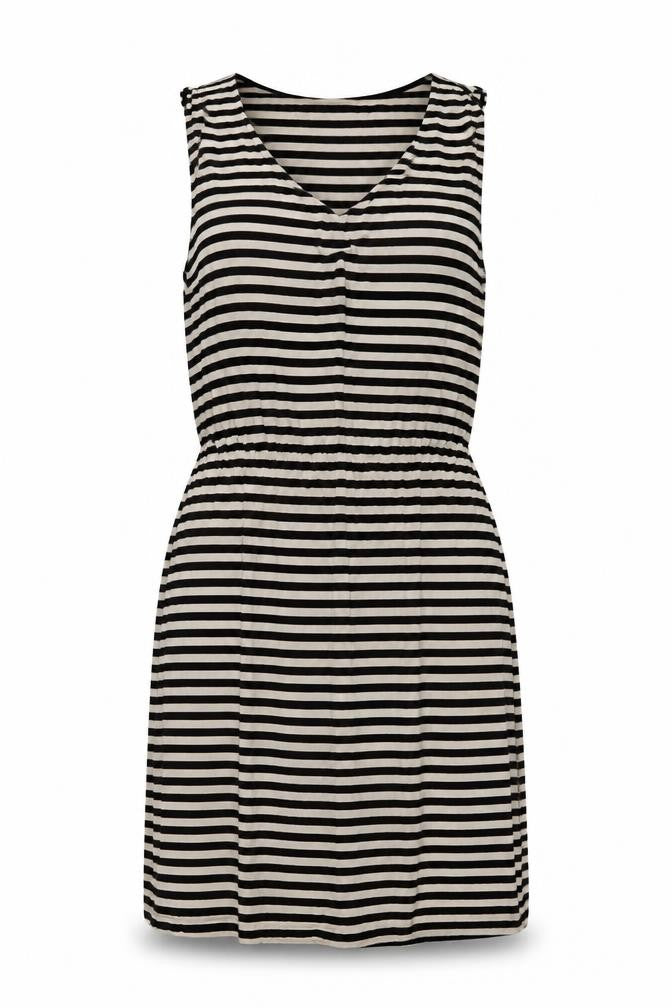 H&M Womens Beige Striped Viscose A-Line Size M Round Neck Pullover