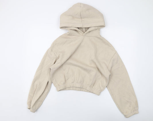 Zara Womens Beige Cotton Pullover Hoodie Size S Pullover
