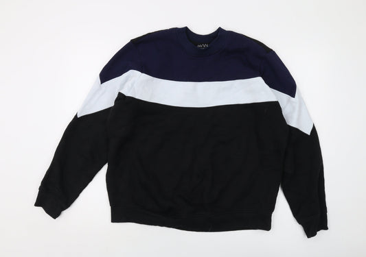 Boohoo Mens Black Cotton Pullover Sweatshirt Size XL