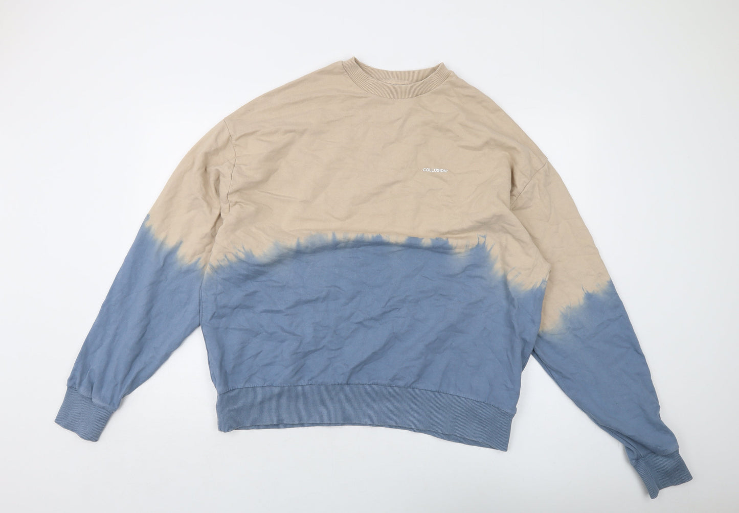 COLLUSION Mens Beige Cotton Pullover Sweatshirt Size S