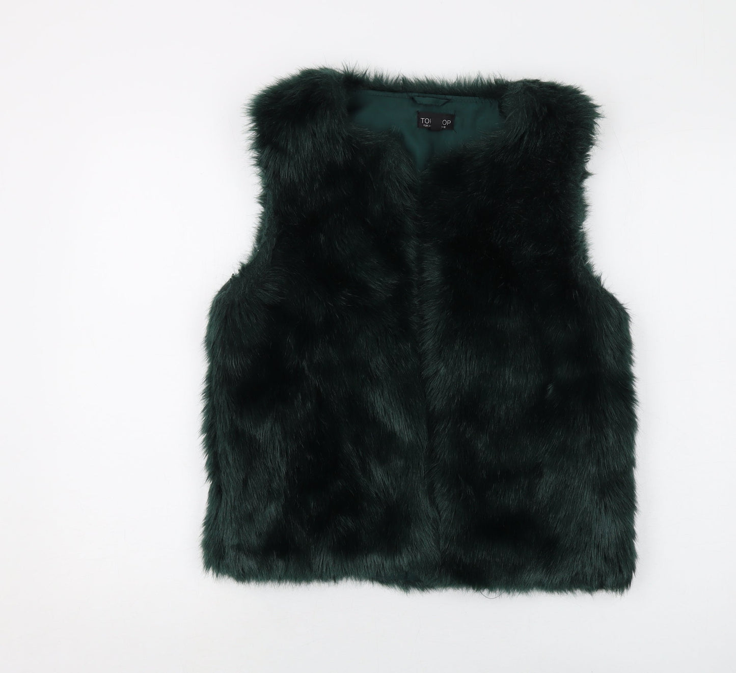 Topshop Womens Green Gilet Waistcoat Size 10 Hook & Eye