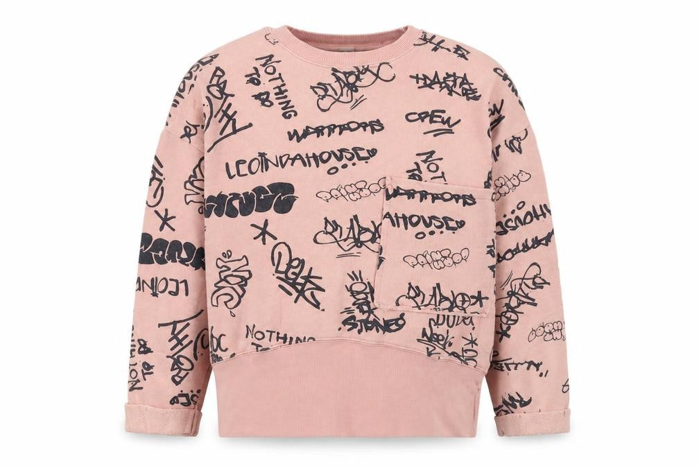 Zara Girls Pink Geometric Cotton Pullover Sweatshirt Size 9-10 Years Pullover