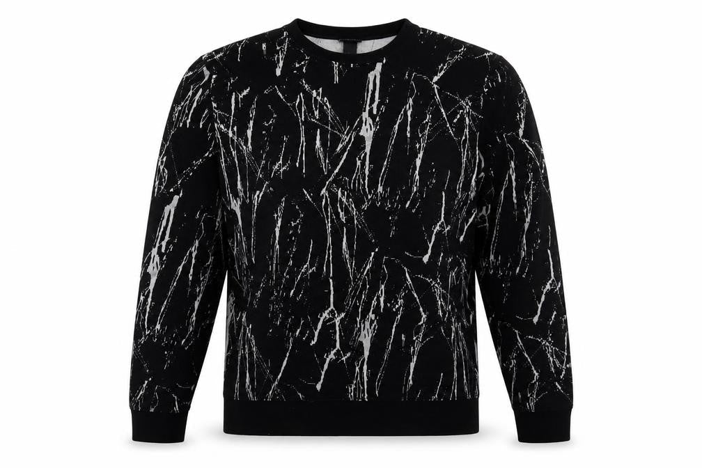 H&,M Mens Black Geometric Polyester Pullover Sweatshirt Size M