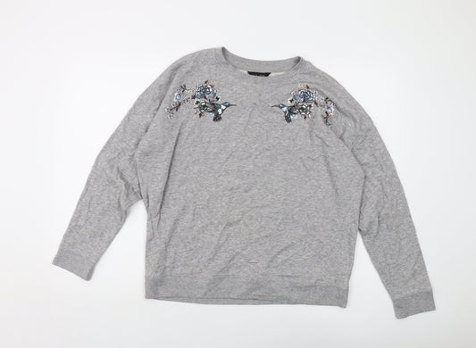 New Look Womens Grey Cotton Pullover Sweatshirt Size XS Pullover