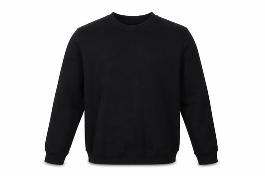 Front view of ASOS men’s black cotton pullover sweatshirt, size M