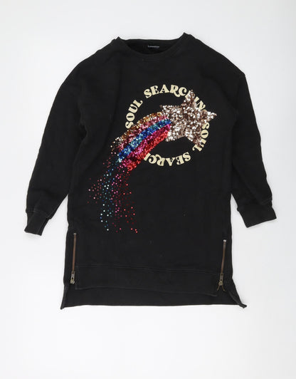Next Girls Black Cotton Pullover Sweatshirt Size 9 Years Pullover