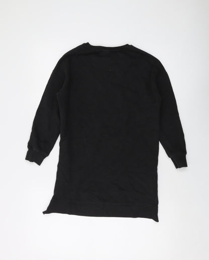 Next Girls Black Cotton Pullover Sweatshirt Size 9 Years Pullover