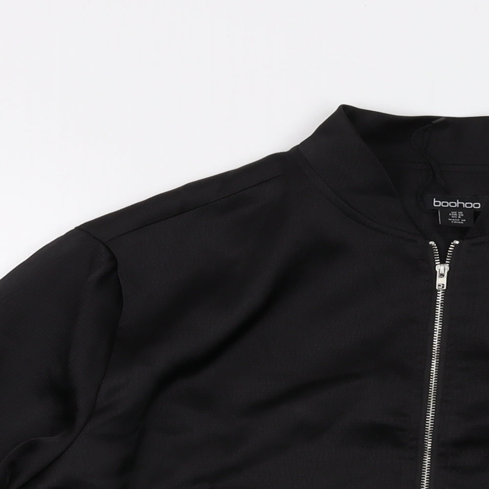Boohoo Womens Black Bomber Jacket Jacket Size 10 Zip