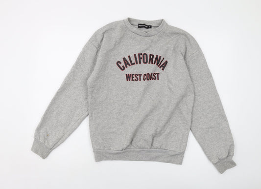PRETTYLITTLETHING Womens Grey Cotton Pullover Sweatshirt Size S Pullover