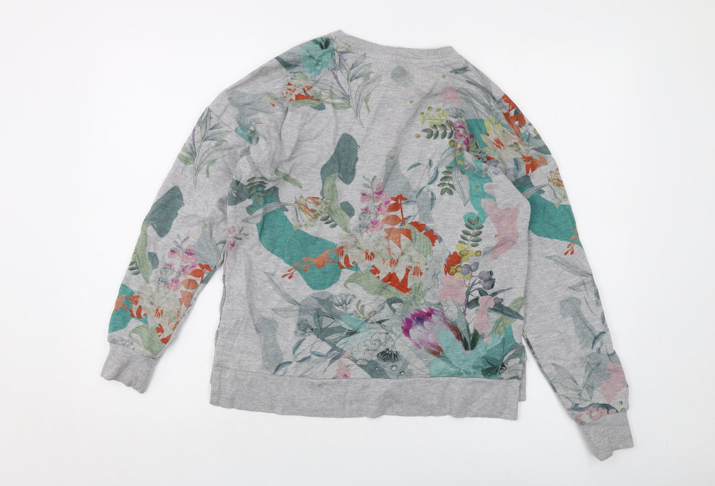 NEXT Womens Grey Floral Cotton Pullover Sweatshirt Size 8 Pullover