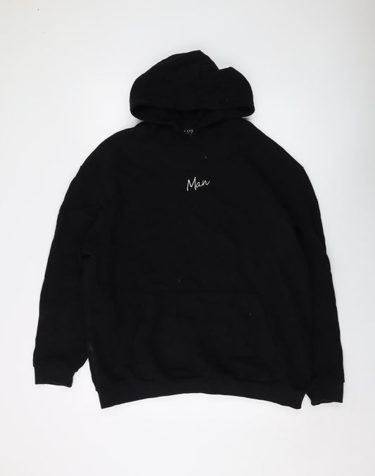 Boohoo Mens Black Cotton Pullover Hoodie Size S