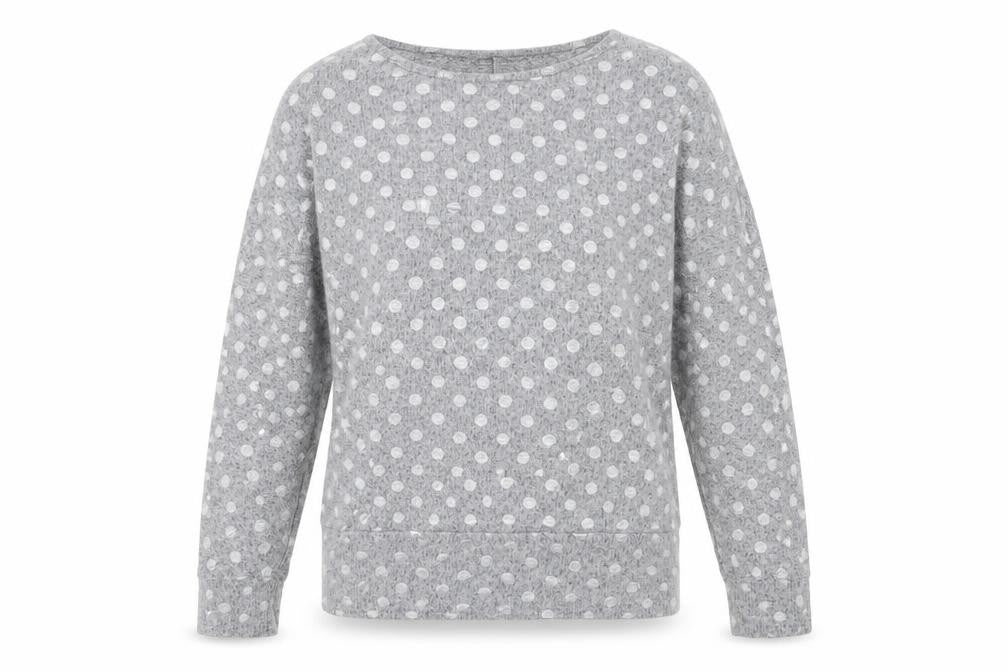 Dorothy Perkins Womens Grey Crew Neck Polka Dot Polyester Pullover Jumper Size 10