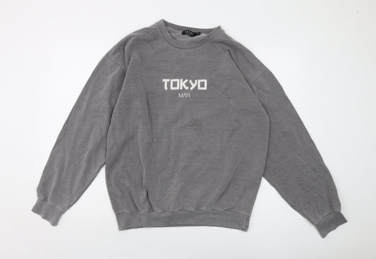 Boohoo Mens Grey Cotton Pullover Sweatshirt Size S