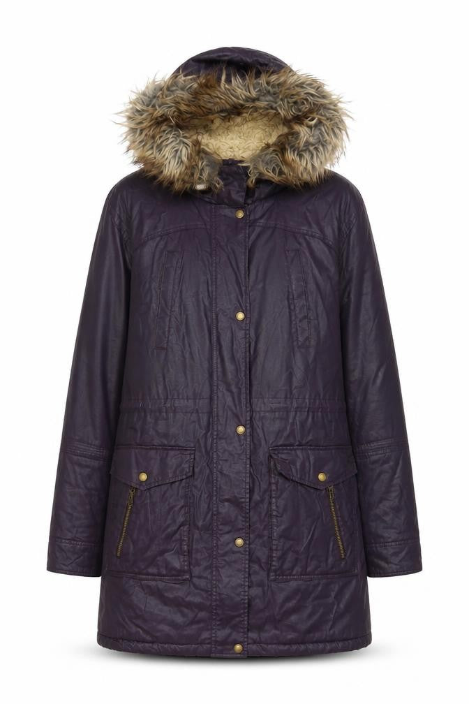Indigo Womens Purple Parka Coat Size 14 Zip