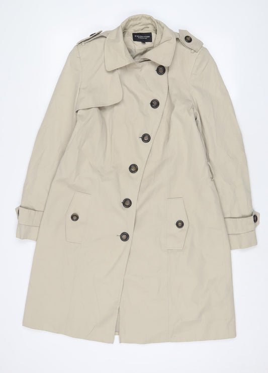 Debenhams Womens Beige Overcoat Coat Size 12 Button