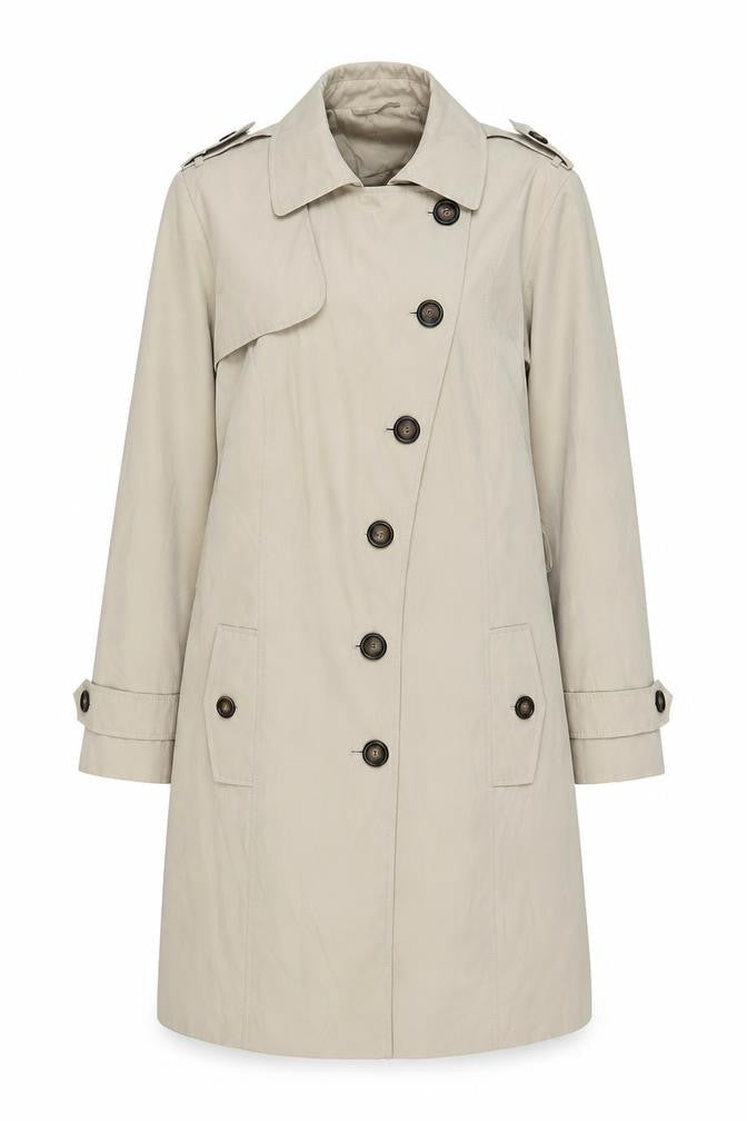 Debenhams Womens Beige Overcoat Coat Size 12 Button