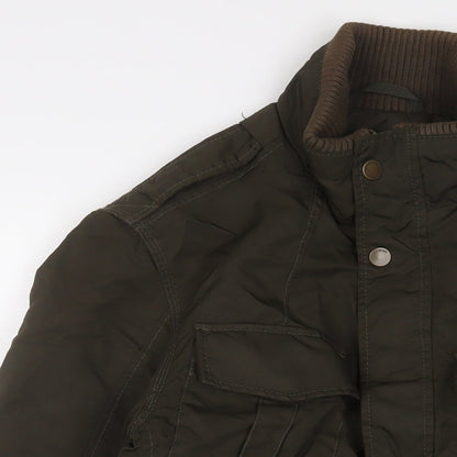 Close-up detail of Autograph men’s green jacket, size S, zip