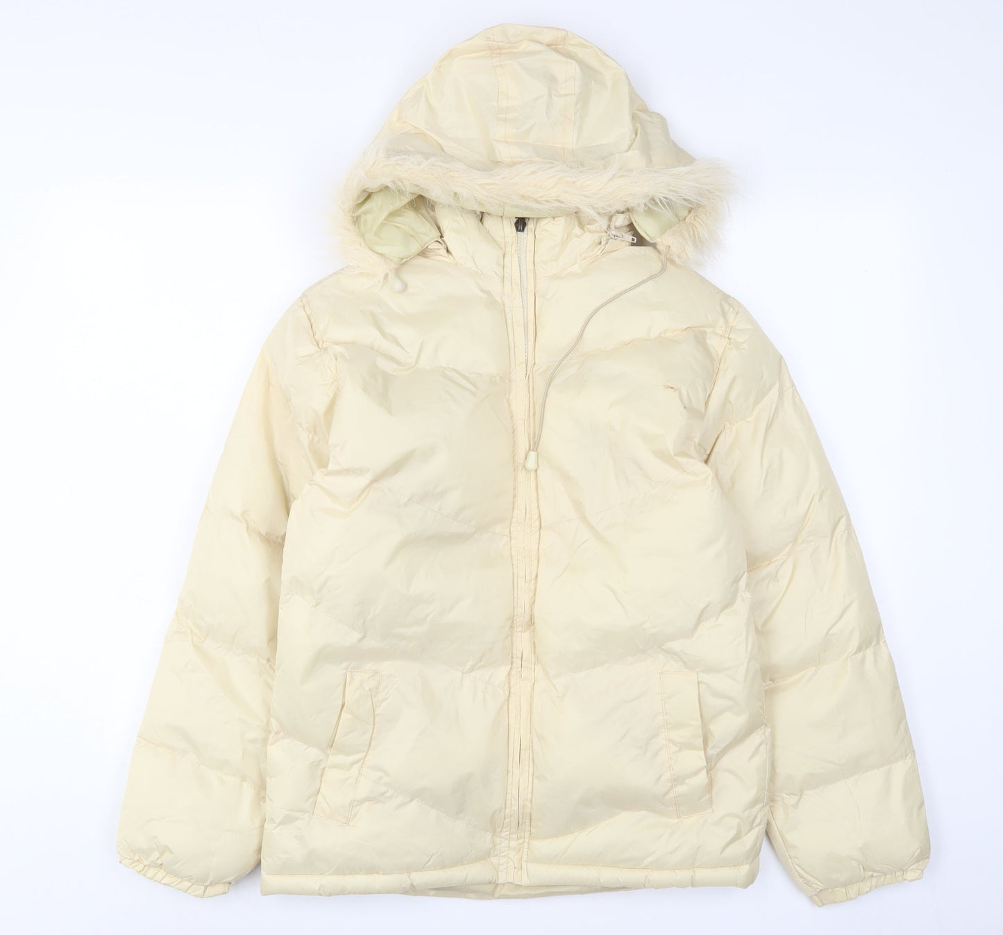 Maitesi Womens Ivory Puffer Jacket Jacket Size S Zip