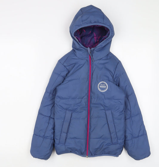Wedze Girls Blue Basic Coat Coat Size 6 Years Zip