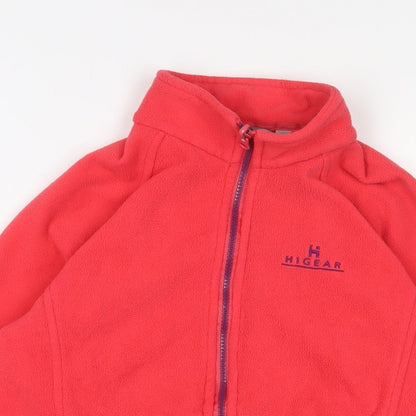 Close-up detail of Hi Gear girls’ pink jacket, size 11-12, years zip