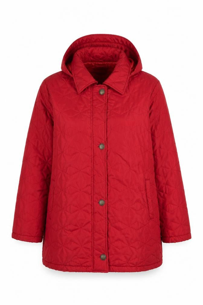 Neuville Womens Red Quilted Coat Size 18 Zip