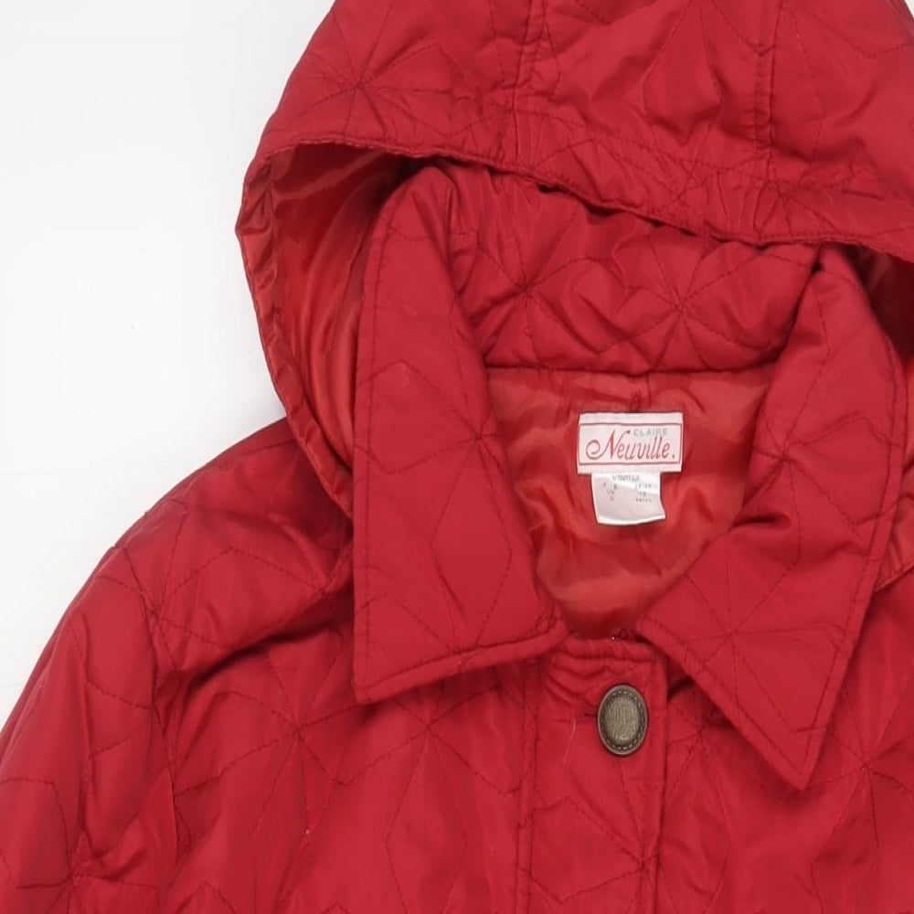 Neuville Womens Red Quilted Coat Size 18 Zip